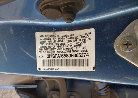 2009 Honda Civic Lx из США, поврежденный, VIN 2HGFA16589H365374